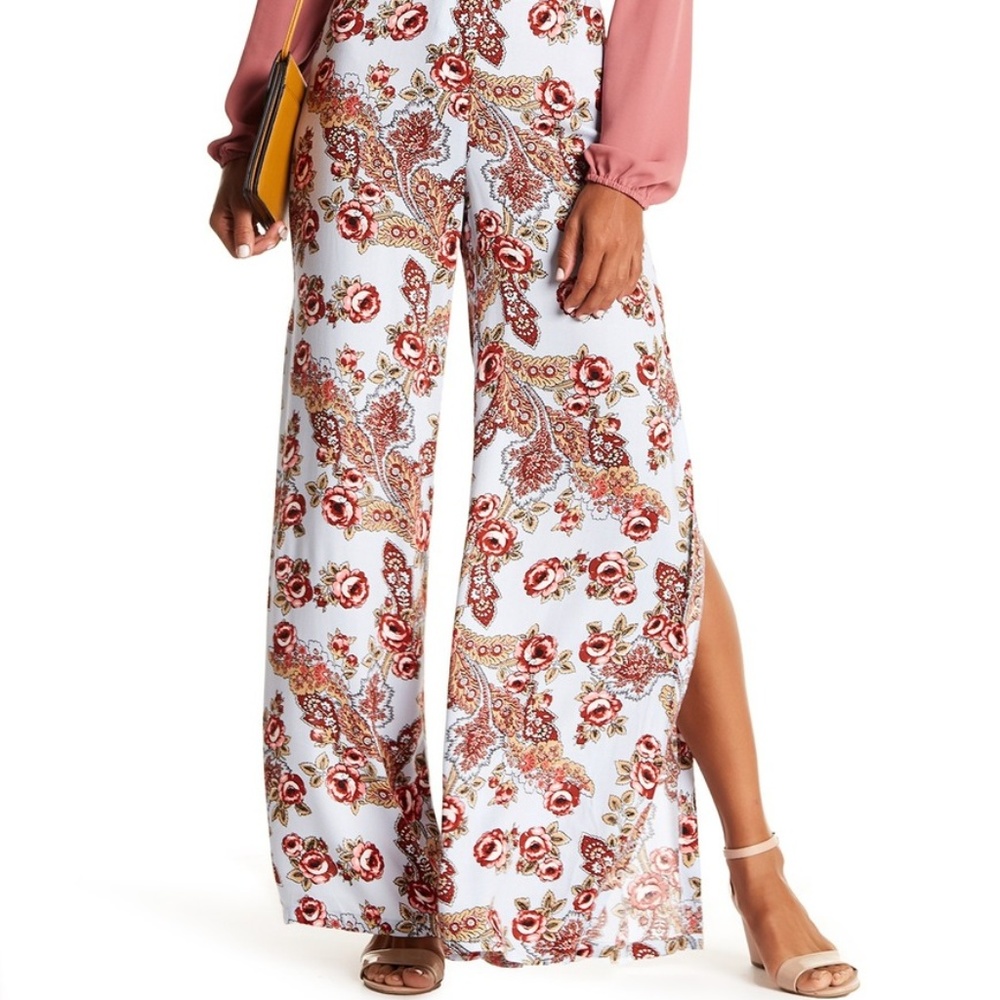 WAYF Floral Pallazo Pants with Slit